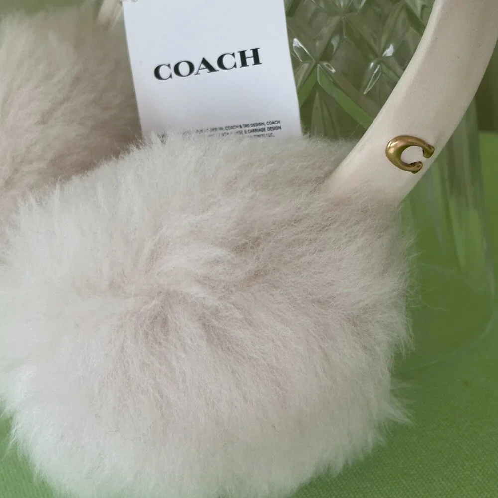 COACH SHEARLING AND LEATHER EARMUFFS:NWT CHALK 7371 - Picture 5 of 10